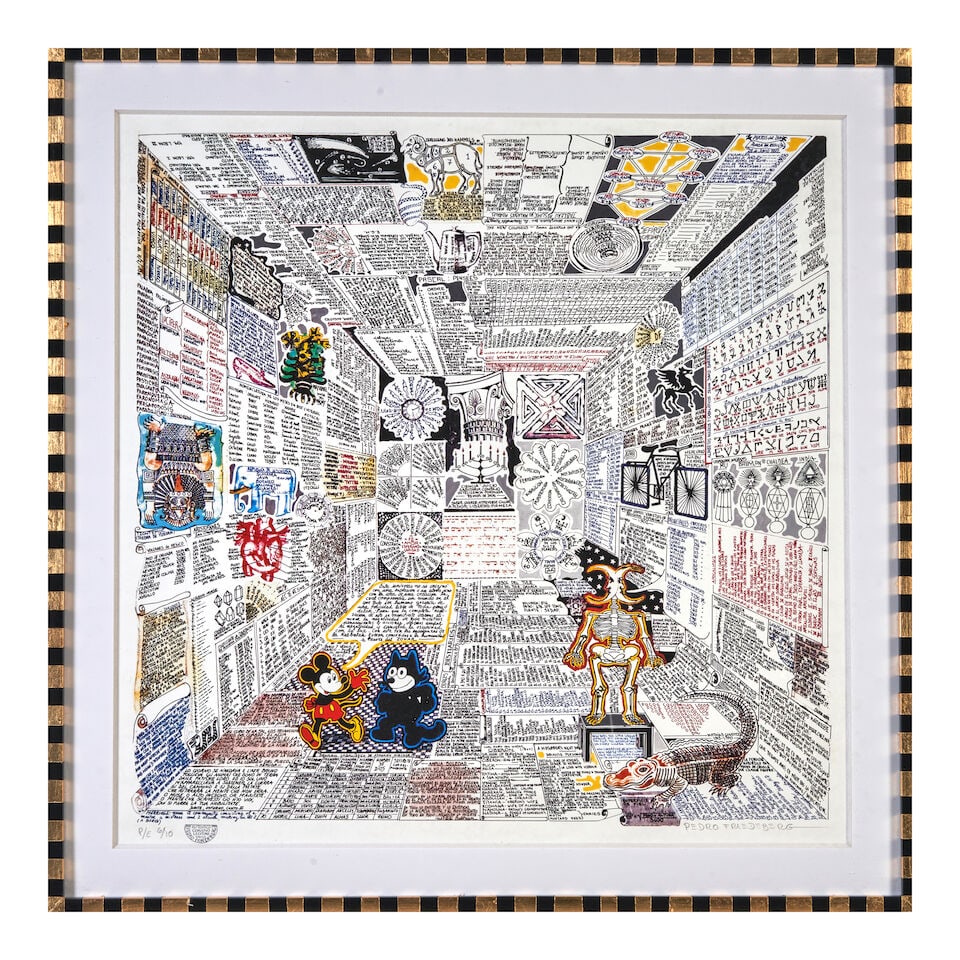 PEDRO FRIEDEBERG (1936-2026) 'CODICE MIGUELITO II' Mexico, 2000, digital serigraph on wove paper...: PEDRO FRIEDEBERG (1936-2026) 'CODICE MIGUELITO II' Mexico, 2000, digital serigraph on wove paper, pencil signed lower left, edition 6/10, stamped lower right, framed, 34 1/2 x 34 1/2 in. For further i