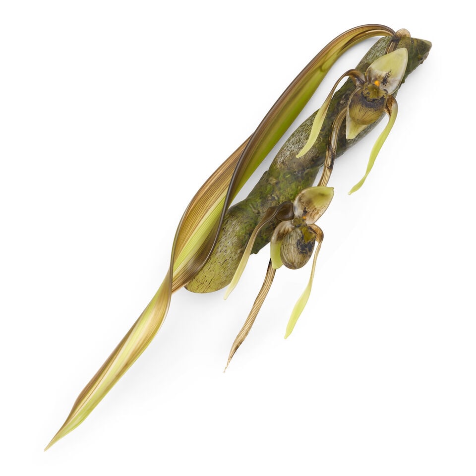 DEBORA MOORE (BORN 1960) BRANCH WITH ORCHIDS Seattle, Washington, 2005, blown and hot sculpted g... (1 of 3)
