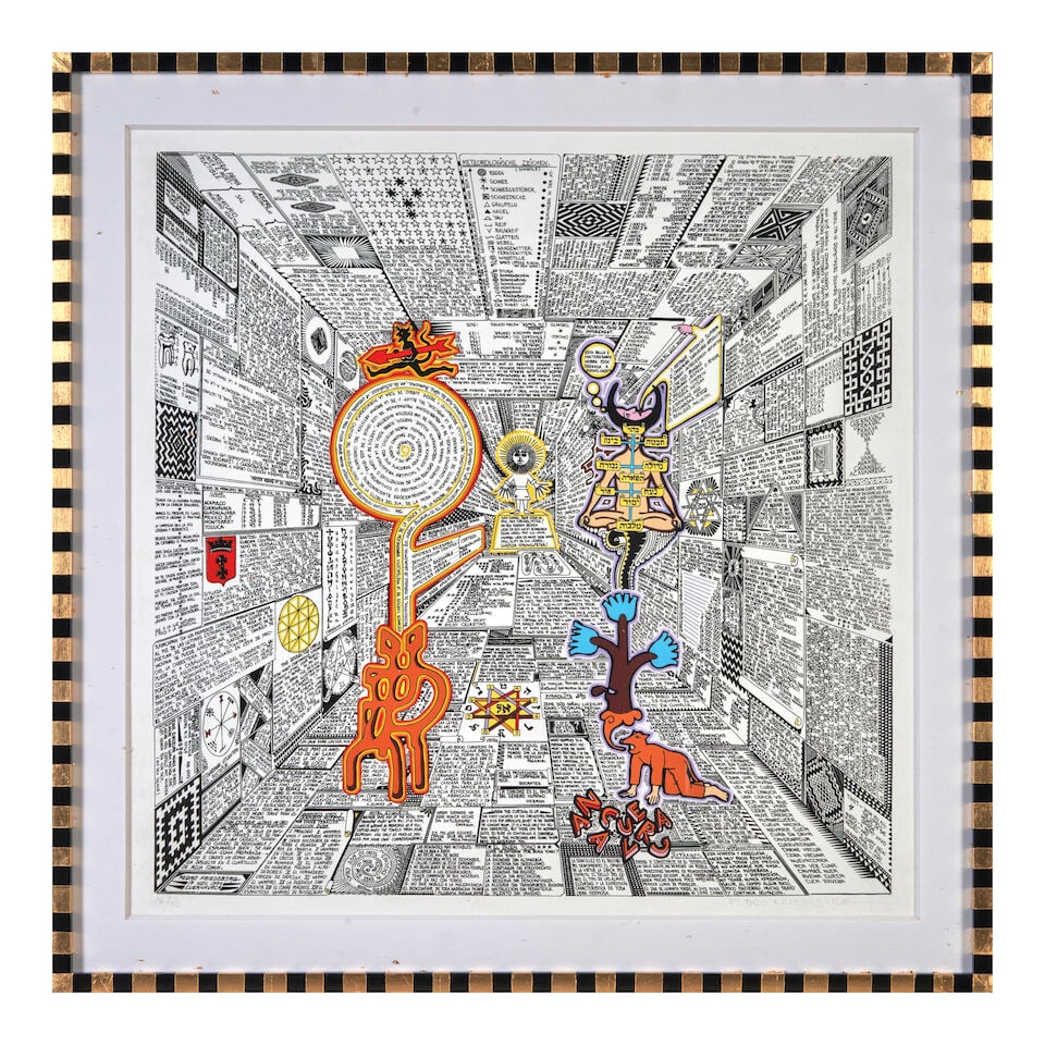 PEDRO FRIEDEBERG (1936-2026) 'THE TARO NEWS' Mexico, 2022, digital serigraph on wove paper, penc...: PEDRO FRIEDEBERG (1936-2026) 'THE TARO NEWS' Mexico, 2022, digital serigraph on wove paper, pencil signed lower right, edition 16/50, framed, 34 1/2 x 34 1/2 in. For further information on this lot pl