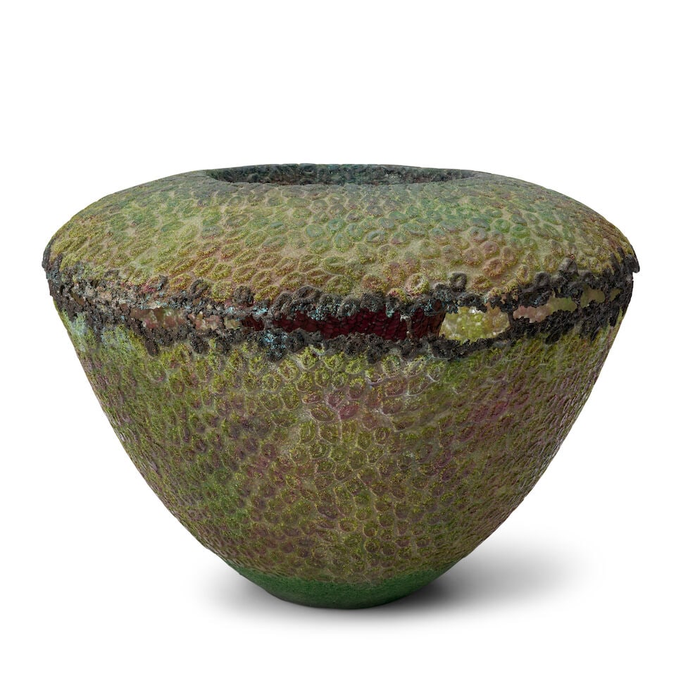 DEANNA CLAYTON (BORN 1964) VESSEL Wisconsin, 2004, pate-de-verre, electroplated copper, incised ... - 4