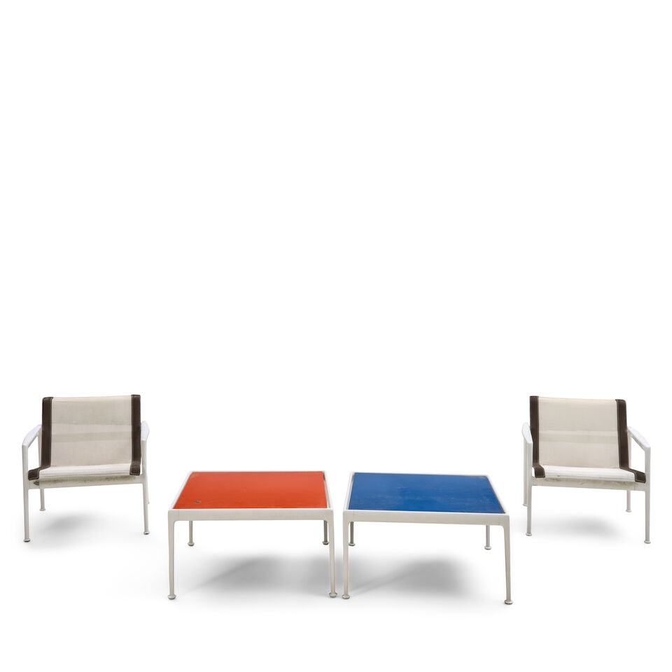 TWO RICHARD SCHULTZ (1926-2021) FOR KNOLL ASSOCIATES ARMCHAIRS AND TWO SIDE TABLES United States... - 2