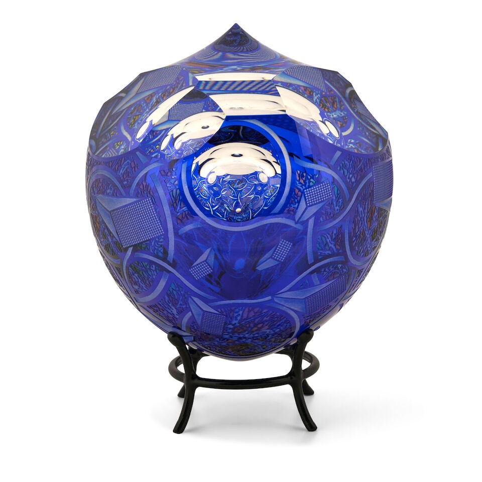 DAVID SCHWARZ (BORN 1952) 'BUBBLE STUDY IN BLUE' Ridgefield, Washington, 2010, blown, etched, an... (1 of 2)