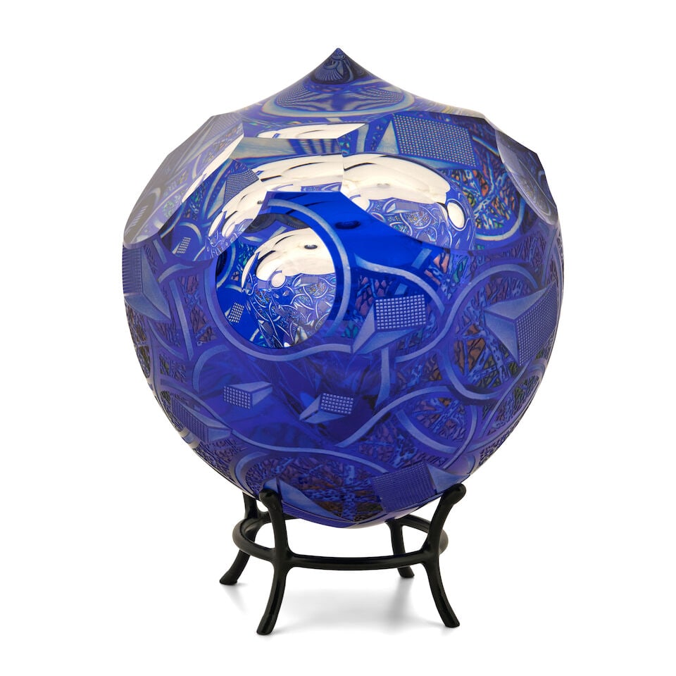 DAVID SCHWARZ (BORN 1952) 'BUBBLE STUDY IN BLUE' Ridgefield, Washington, 2010, blown, etched, an... - 2