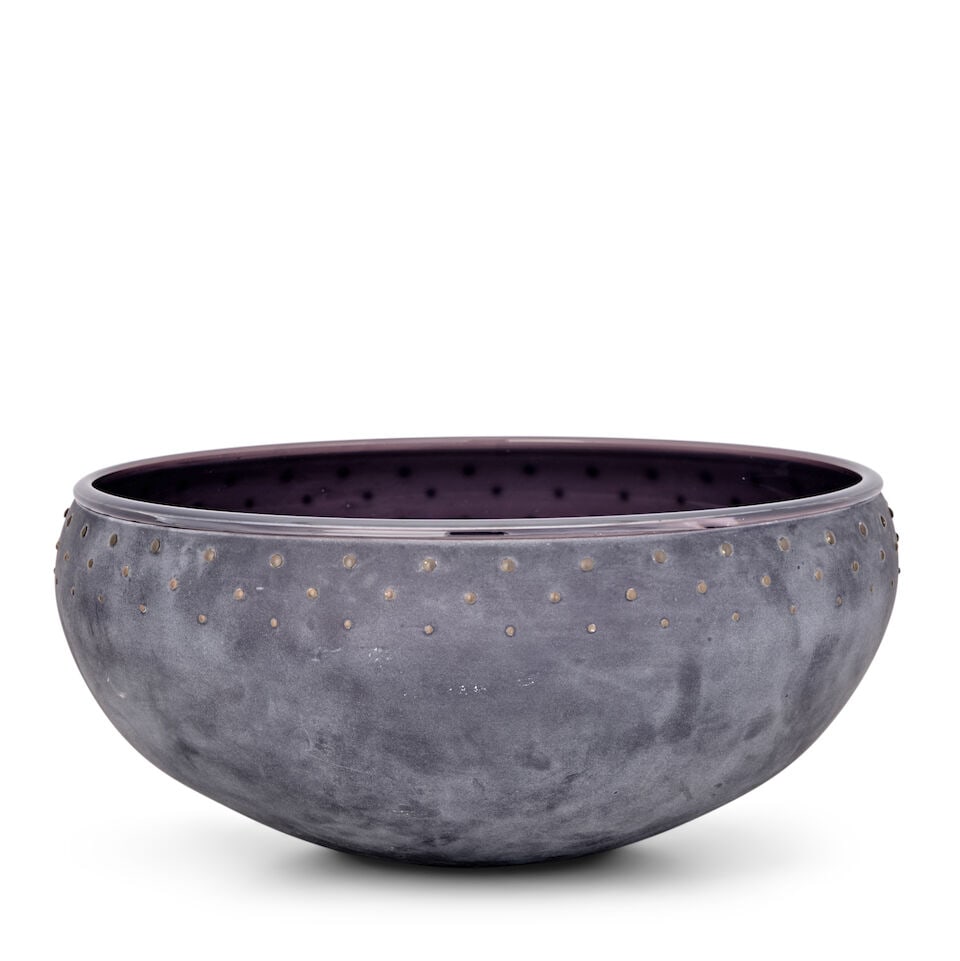MATTHEW CURTIS (BORN 1964) BOWL Australia, circa 2000, blown glass, metal bosses, incised mark '... (1 of 5)