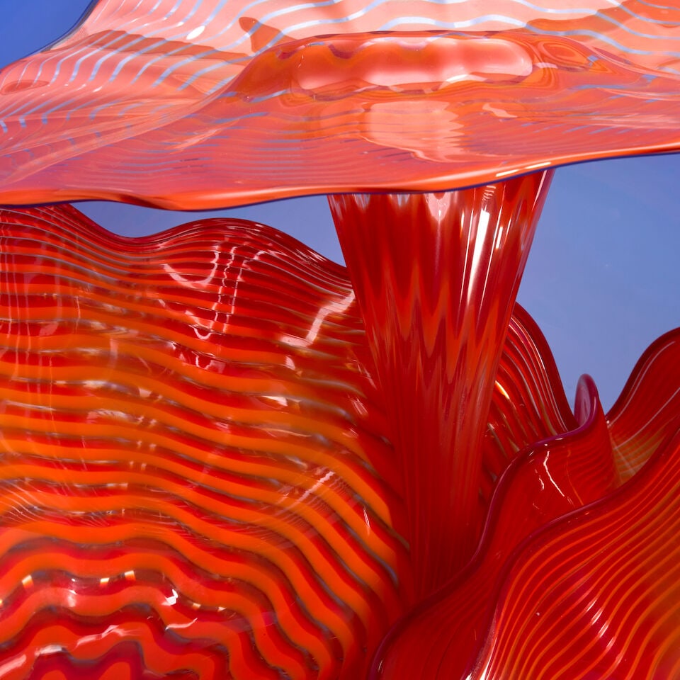 DALE CHIHULY (BORN 1941) FIVE-PIECE 'PERSIAN' SET Seattle, Washington, dated 1988, blown glass, ... - 8