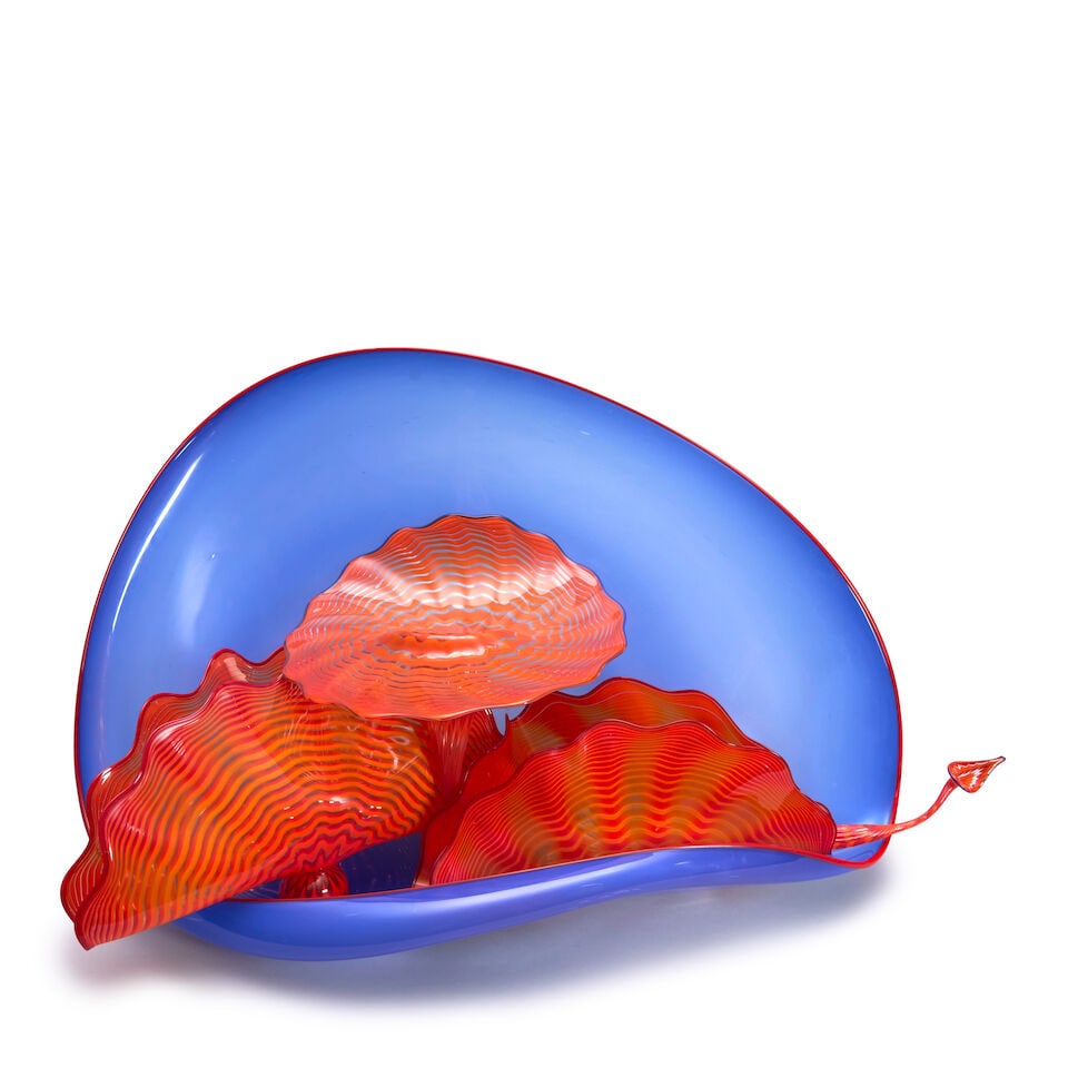 DALE CHIHULY (BORN 1941) FIVE-PIECE 'PERSIAN' SET Seattle, Washington, dated 1988, blown glass, ... - 9