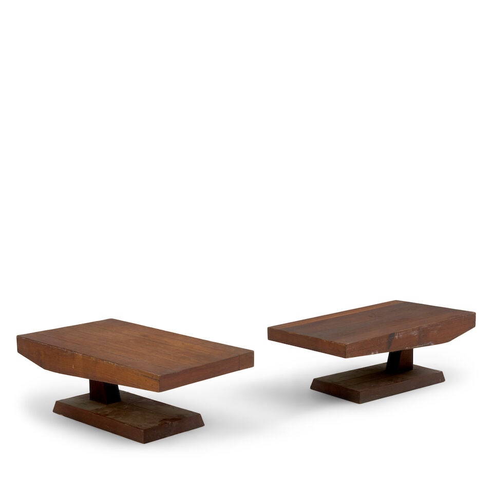 NEILS SCHOENFELDER (20TH/21ST CENTURY) CUSTOM BED AND TWO SIDE TABLES early 21st century, hard w... - 2