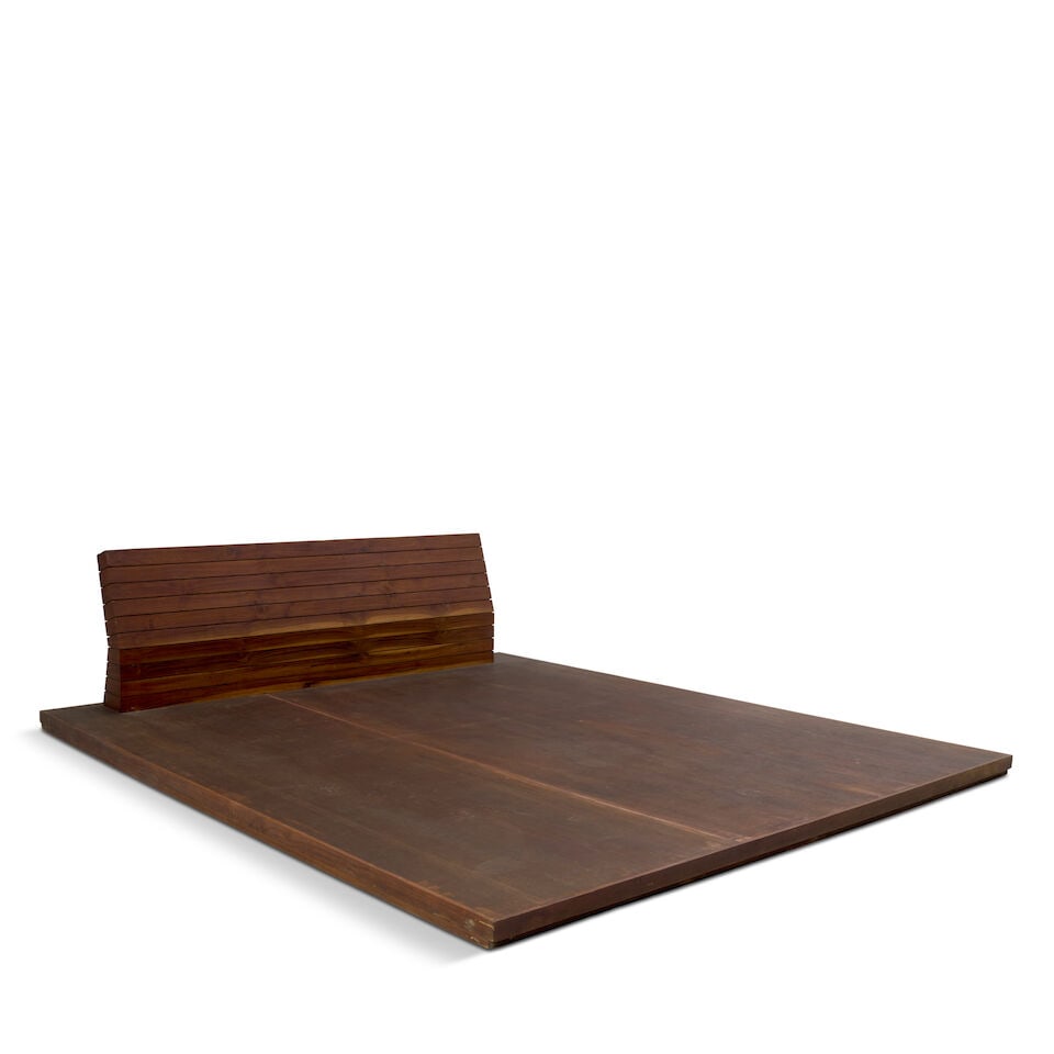 NEILS SCHOENFELDER (20TH/21ST CENTURY) CUSTOM BED AND TWO SIDE TABLES early 21st century, hard w... - 4