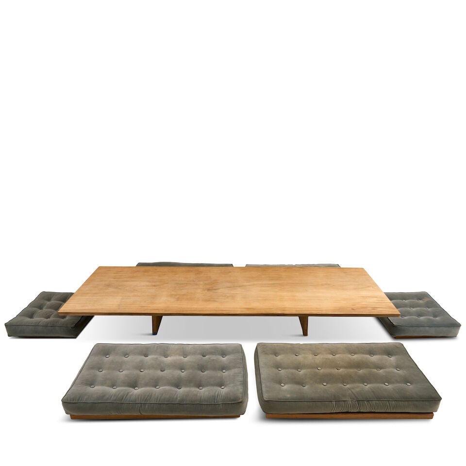 NIELS SCHOENFELDER (20TH/21ST CENTURY) LOW TABLE AND SEATING early 21st century, table, teak sla... - 3