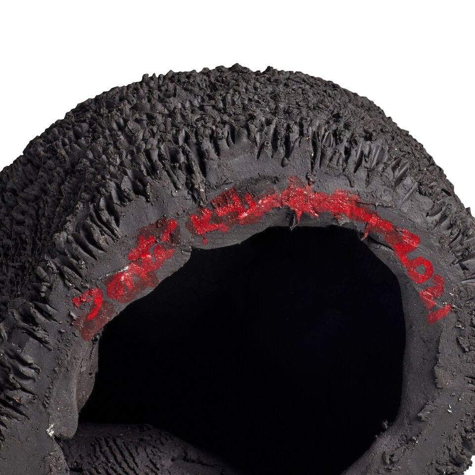 DONTÉ K. HAYES (BORN 1975) 'MASK' Cliffwood, New Jersey, 2021, black stoneware, signed and ... - 2