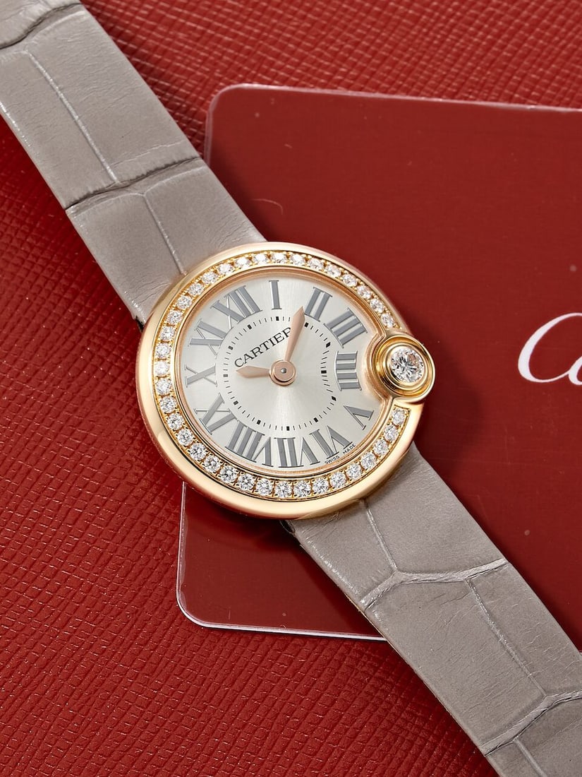 CARTIER | BALLON BLANC, REF.4162, A LIKE NEW PINK GOLD AND DIAMOND-SET WRISTWATCH, CIRCA 2024: CARTIER | BALLON BLANC, REF.4162, A LIKE NEW PINK GOLD AND DIAMOND-SET WRISTWATCH, CIRCA 2024 Case No: 492485BX Calibre: Quartz, signed Dial: Sunburst silvered, signed Case: 26mm, 18k pink gold and