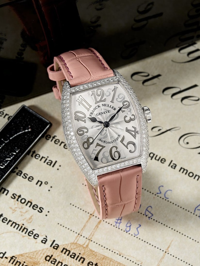 [NO RESERVE] FRANCK MULLER | CINTRÉE CURVEX, REF.7500 SC AT FO REL D, A WHITE GOLD AND DIAM...: [NO RESERVE] FRANCK MULLER | CINTRÉE CURVEX, REF.7500 SC AT FO REL D, A WHITE GOLD AND DIAMOND-SET WRISTWATCH, CIRCA 2015 Case No: 83 Calibre: 2671, automatic, signed Dial: Silvered guilloché