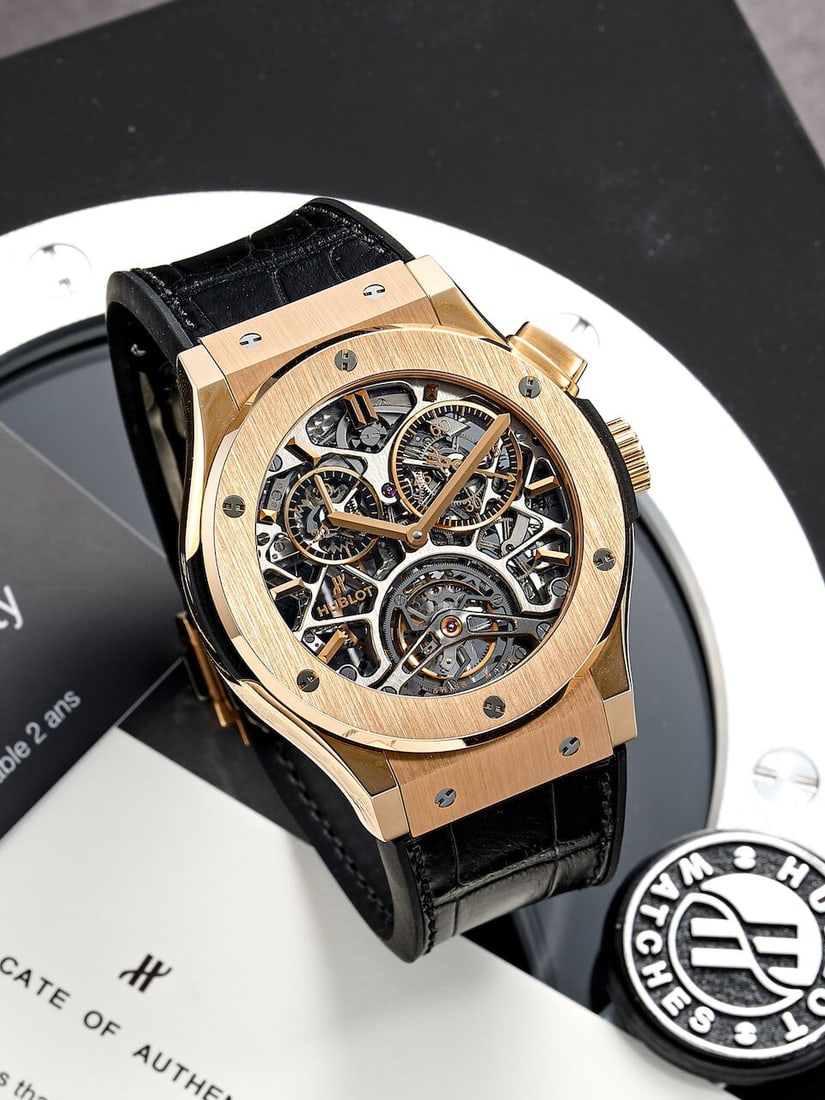HUBLOT | CLASSIC FUSION TOURBILLON SKELETON KING GOLD, REF.506.OX.0180.LR, A LIMITED EDITION PIN... - 2
