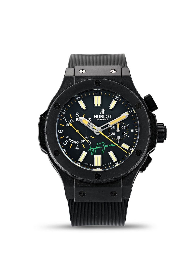 HUBLOT | BIG BANG 'AYRTON SENNA FOUDROYANTE', REF.315.CI.1129.RX.AES09, A LIMITED EDITION PVD-CO...: HUBLOT | BIG BANG 'AYRTON SENNA FOUDROYANTE', REF.315.CI.1129.RX.AES09, A LIMITED EDITION PVD-COATED STAINLESS STEEL, KEVLAR AND CERAMIC SPLIT-SECOND FOUDROYANTE CHRONOGRAPH WRISTWATCH, CIRCA 2009 Cas