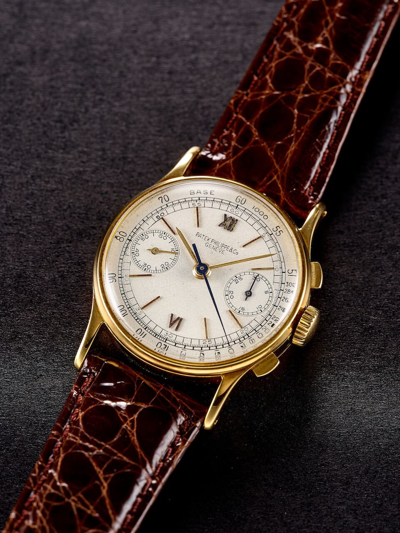 PATEK PHILIPPE | REF.130, A RARE AND HISTORICALLY IMPORTANT YELLOW GOLD CHRONOGRAPH WRISTWATCH, ... (1 of 4)