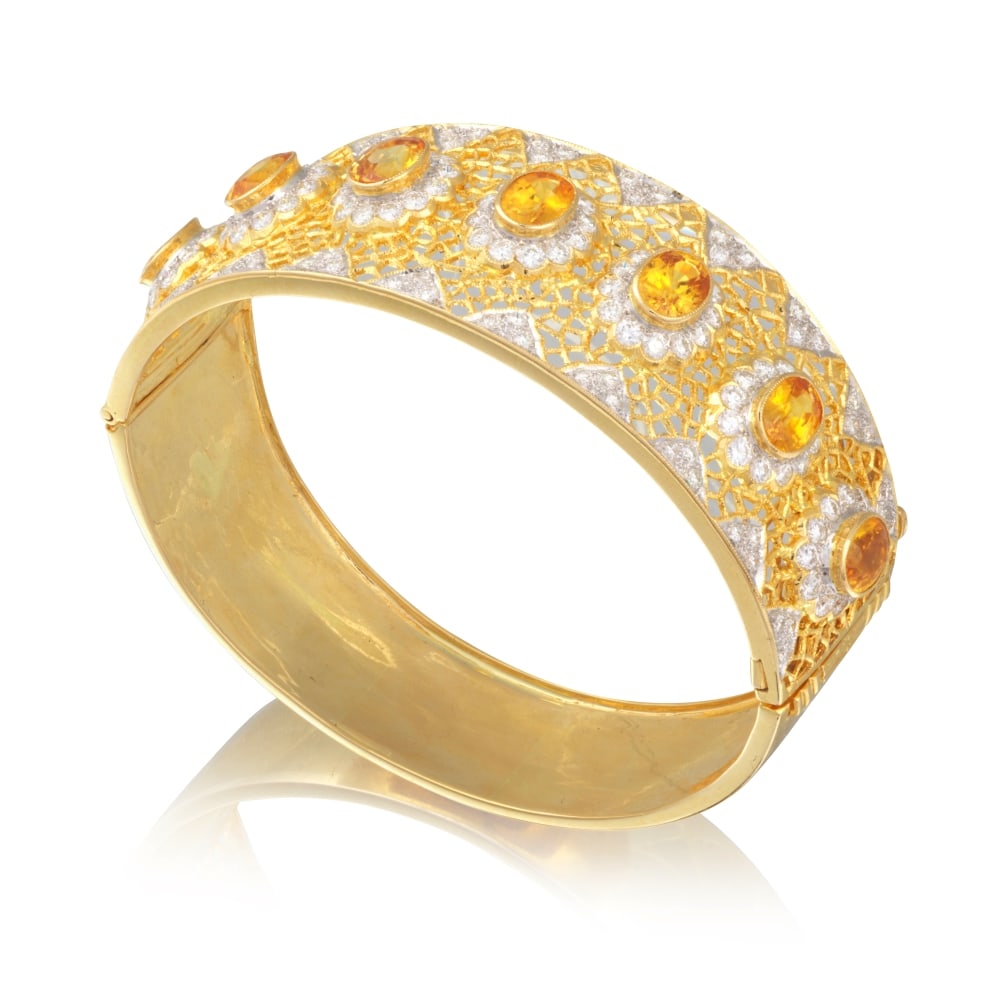 BRACELET JONC SAPHIRS JAUNES ET DIAMANTS (1 of 1)