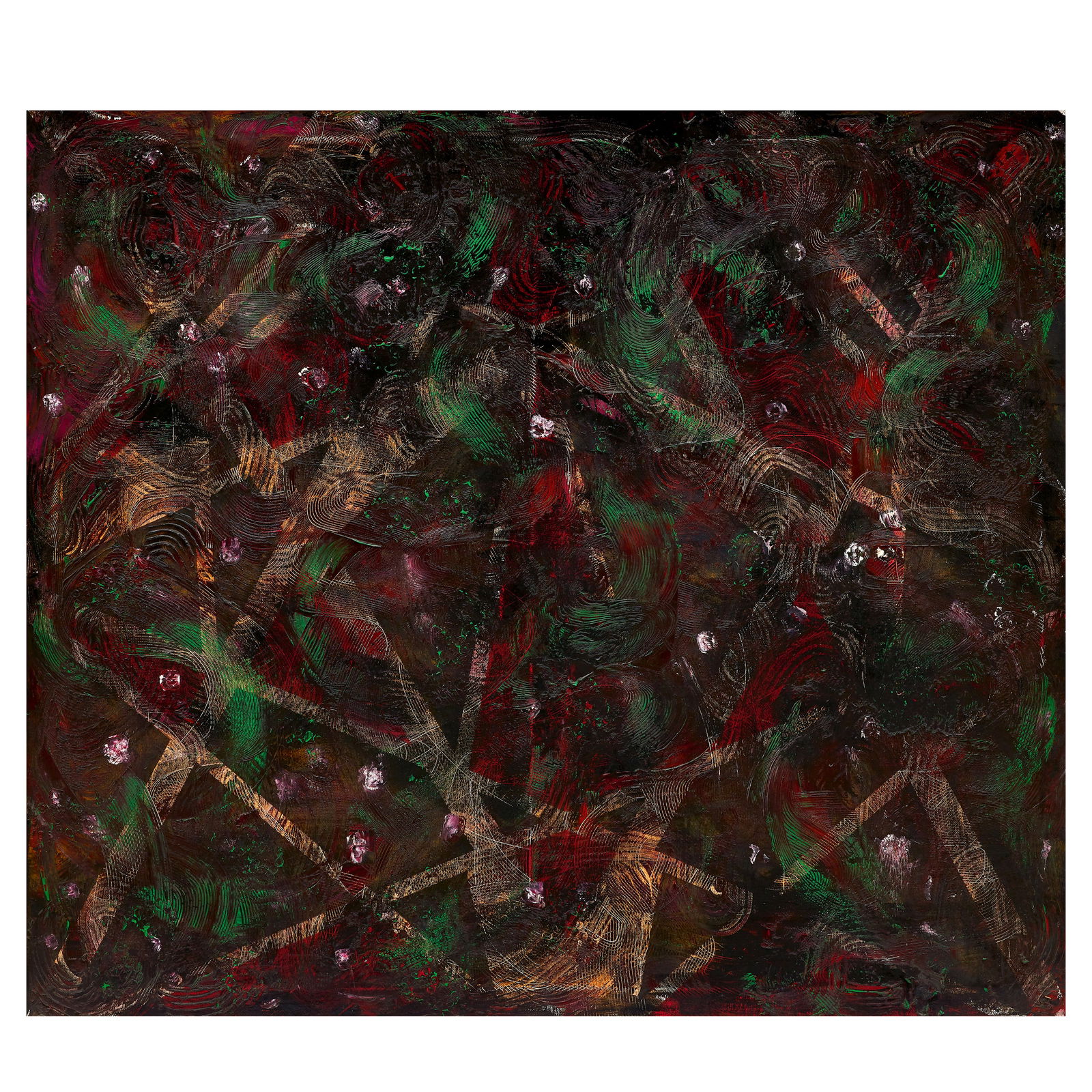 Bertina Lopes (Mozambican, 1924-2012) 'La speranza dimensione della vita' (Hope is the dimension...: Bertina Lopes (Mozambican, 1924-2012) 'La speranza dimensione della vita' (Hope is the dimension of life) inscribed 'cm 140 x 160/ olio su tela/ 1993/ Bertina', 'La speranza dimensione/ della vita' (v