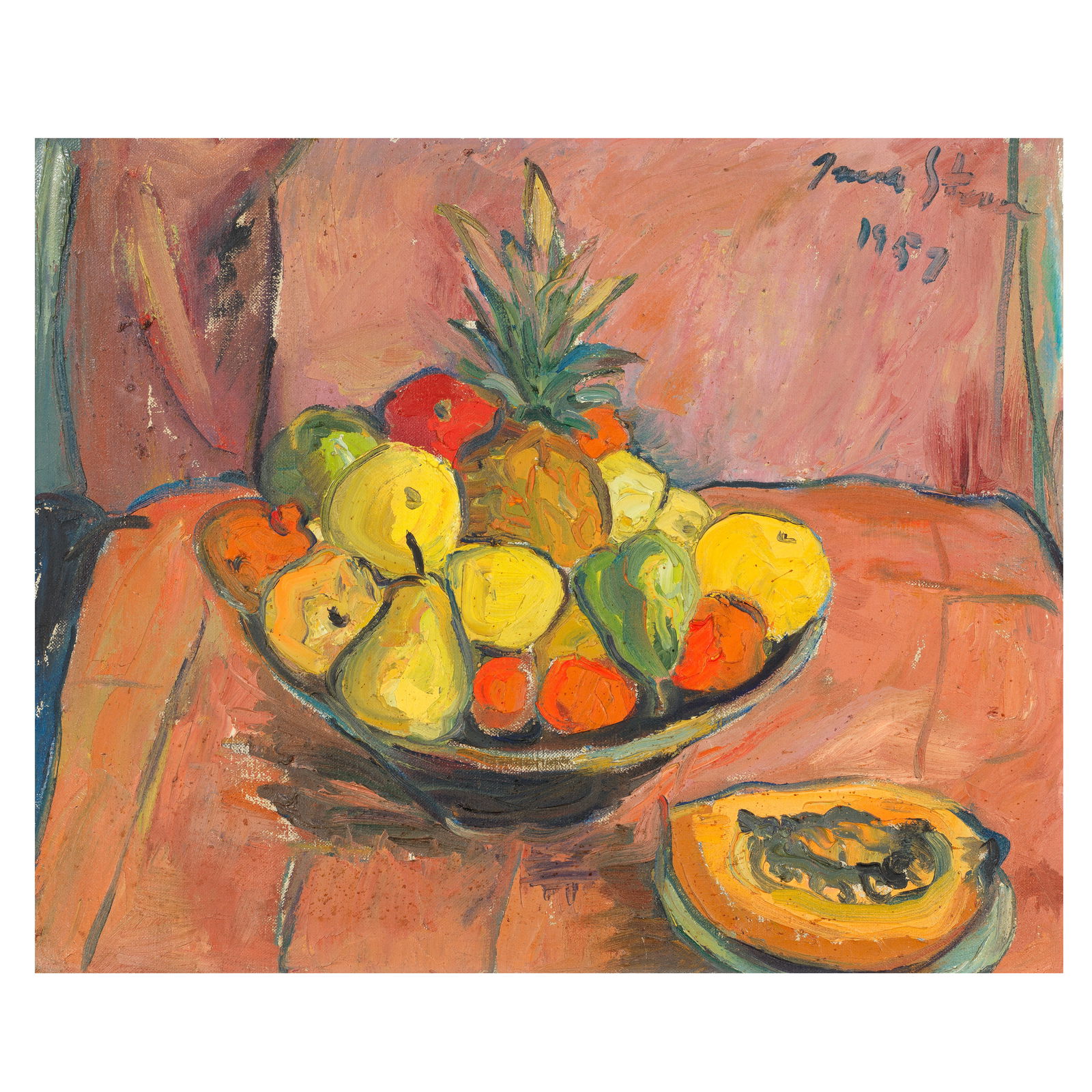 Irma Stern (South African, 1894-1966) Still life of fruit and a paw paw (1 of 1)