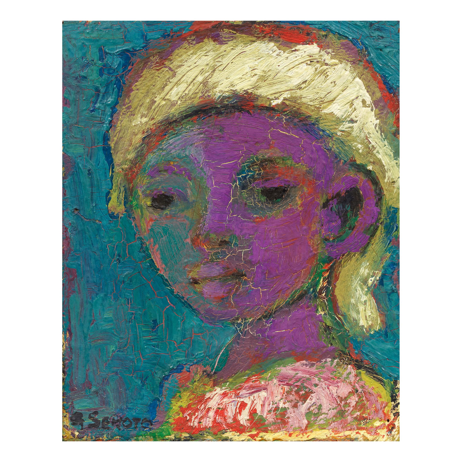 Gerard Sekoto (South African, 1913-1993) Portrait of a girl: Gerard Sekoto (South African, 1913-1993) Portrait of a girl signed 'G Sekoto' (lower left) oil on canvas 26 x 21cm (10 1/4 x 8 1/4in). Footnotes: Provenance Acquired by the presen