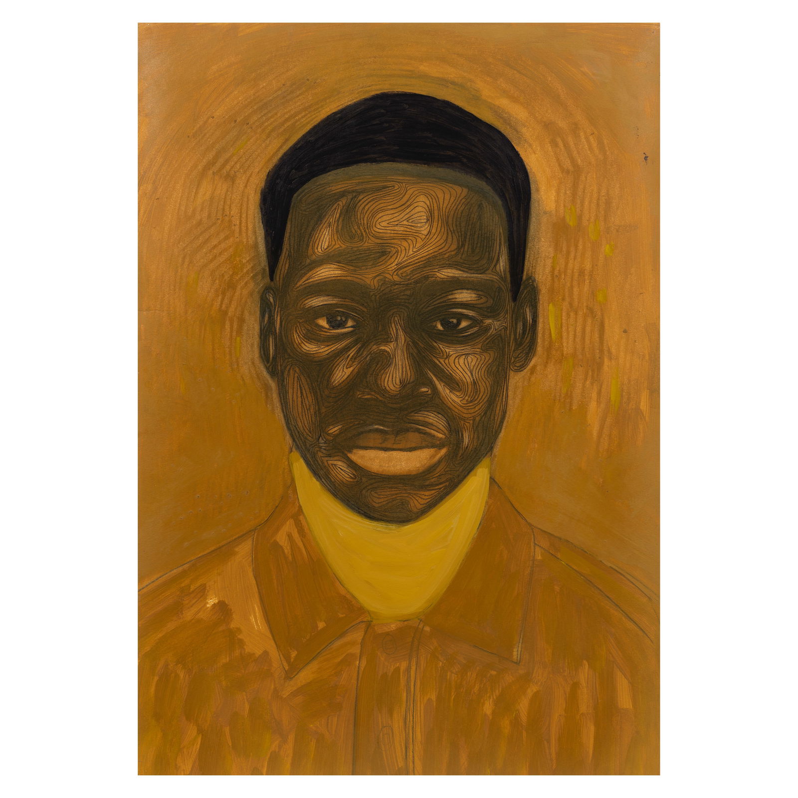 Collins Obijiaku (Nigerian, born 1995) Untitled, 2022: Collins Obijiaku (Nigerian, born 1995) Untitled, 2022 oil and charcoal on paper 99.5 x 69cm (39 3/16 x 27 3/16in).