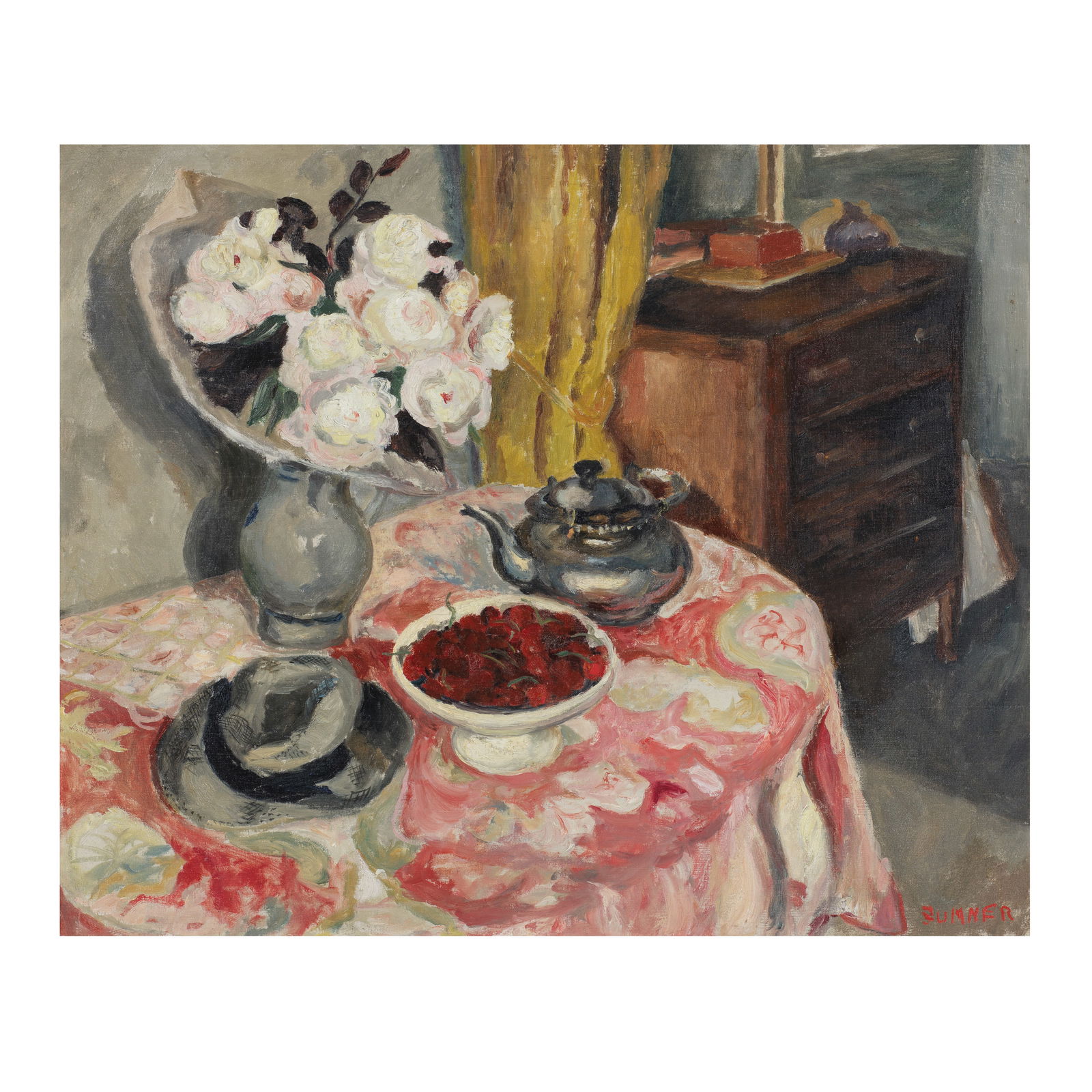 Maud Frances Eyston Sumner (South African, 1902-1985) Still life: Maud Frances Eyston Sumner (South African, 1902-1985) Still life signed 'SUMNER' (lower right) oil on canvas 58.5 x 71.5cm (23 1/16 x 28 1/8in).