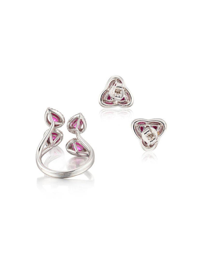 RUBY AND DIAMOND RING AND EARRING SET (2) - 3