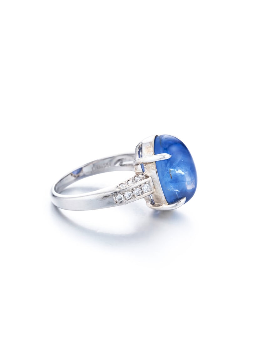 STAR SAPPHIRE AND DIAMOND RING - 3