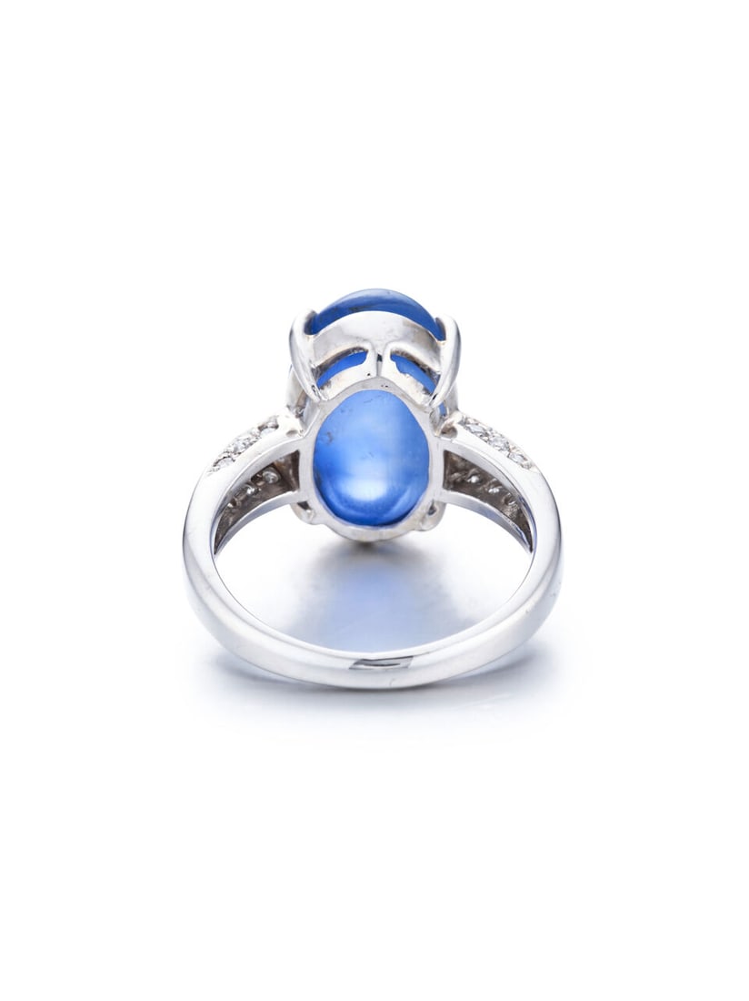 STAR SAPPHIRE AND DIAMOND RING - 4