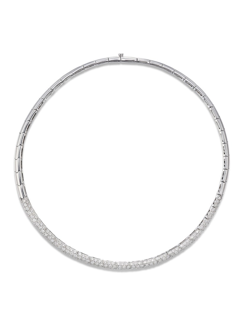 DIAMOND CHOKER NECKLACE: DIAMOND CHOKER NECKLACE 鑽石項鍊 Diamonds: approx. 3.80cts Signature: Italian maker's marks Accompaniment: copy of Lane Crawford sales receipt, August 2003 Metal: 18 karat