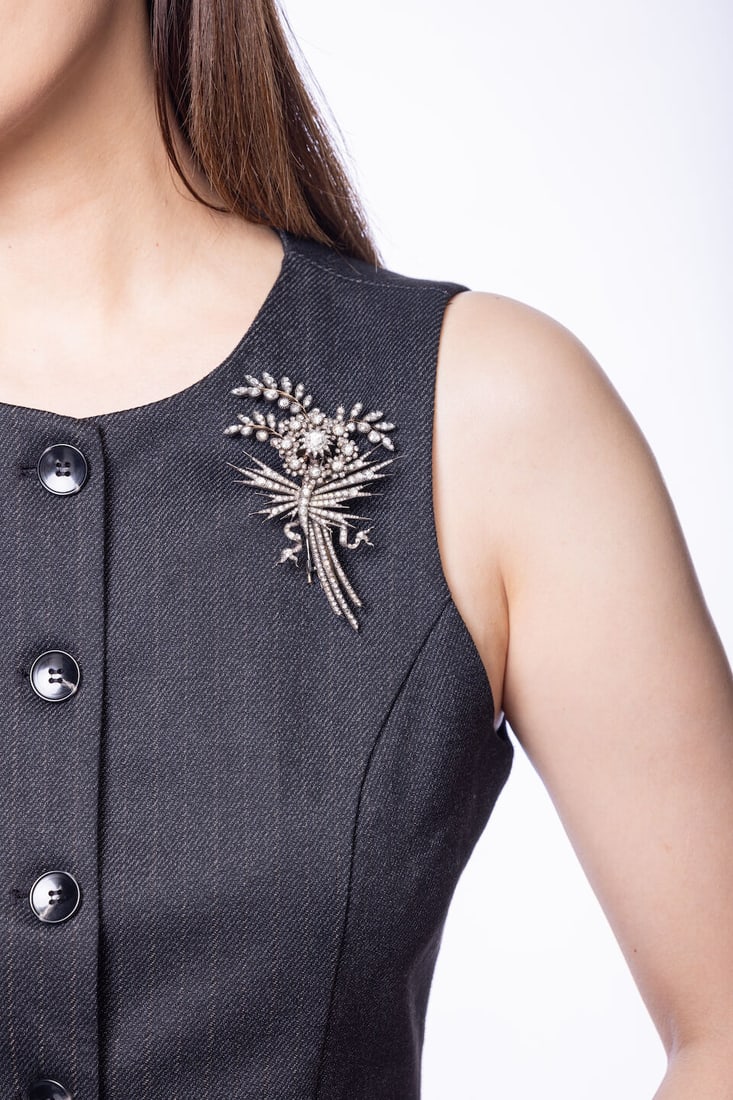 DIAMOND 'FOLIATE' BROOCH, COMPOSITE - 2