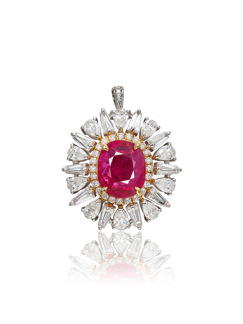 RUBY AND DIAMOND RING/PENDANT - 5