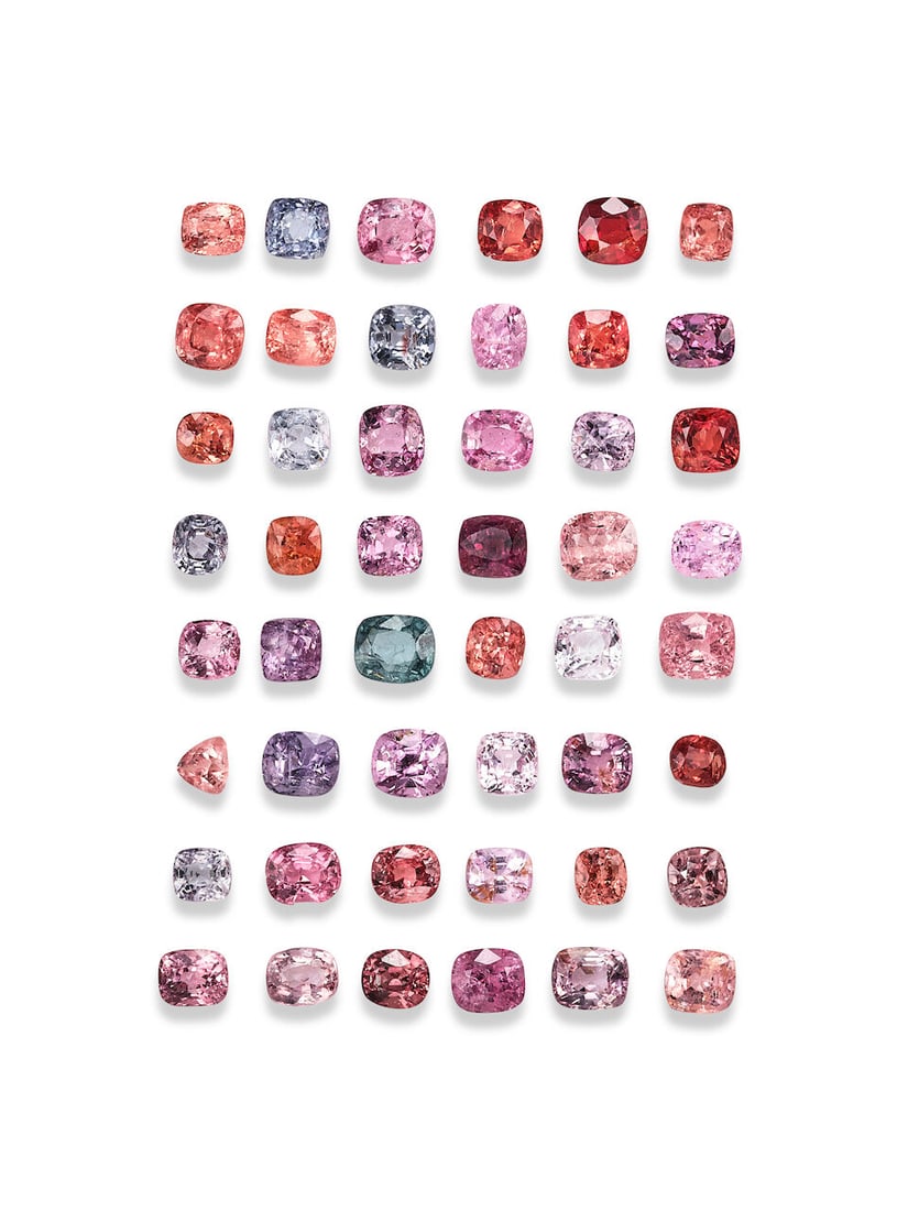 GROUP OF UNMOUNTED MULTI-COLOURED SPINELS: GROUP OF UNMOUNTED MULTI-COLOURED SPINELS 總重31.41克拉彩色尖晶石 Multi-coloured spinels: 48pcs, 31.41cts Footnotes: NO RESERVE 不設&