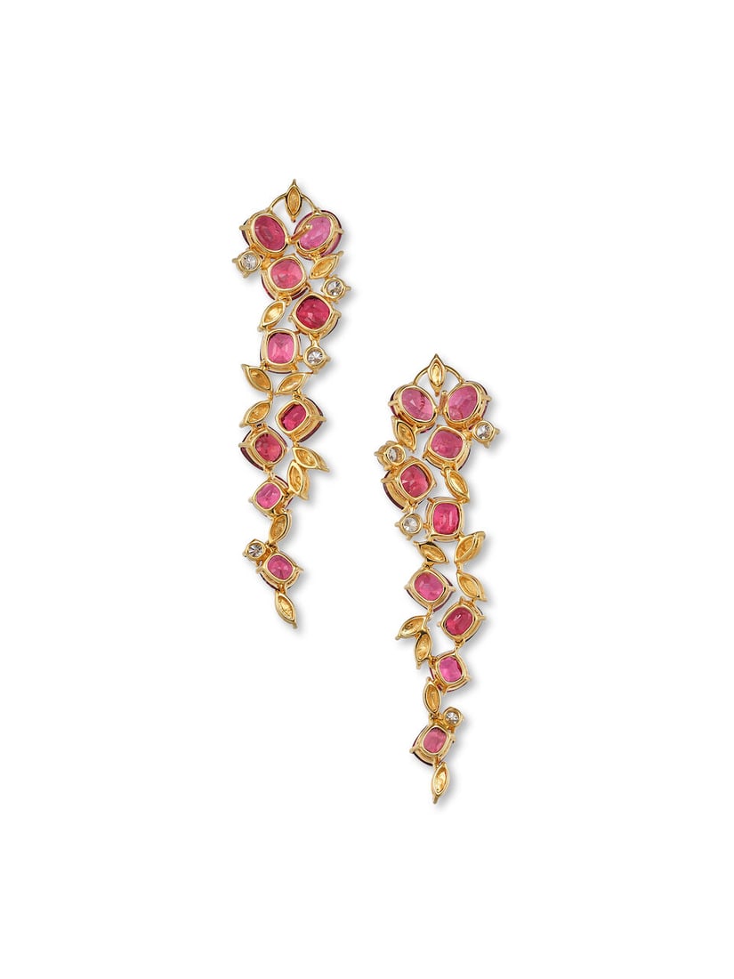 PAIR OF SPINEL AND DIAMOND EARRINGS (1 of 5)