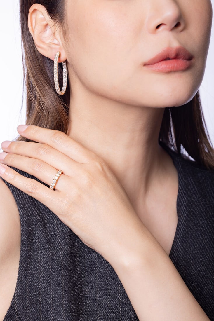 DIAMOND ETERNITY RING AND HOOP EARRING SET (2) - 2