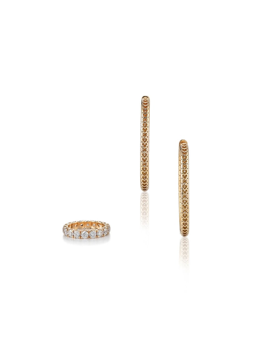 DIAMOND ETERNITY RING AND HOOP EARRING SET (2) - 3