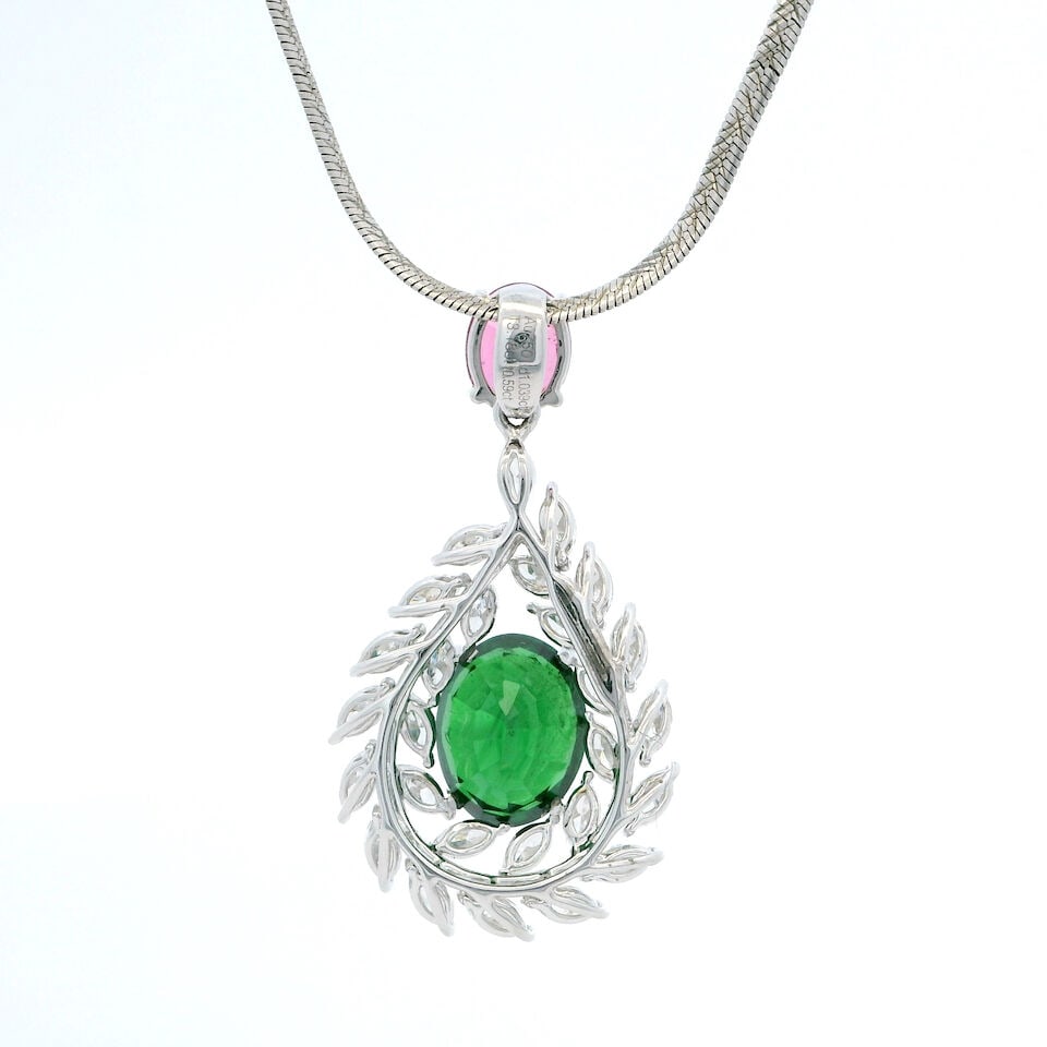 TSAVORITE GARNET, GEM-SET AND DIAMOND PENDANT NECKLACE - 4