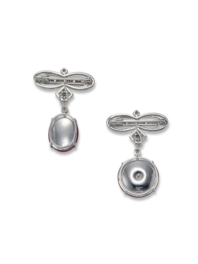 TWO TOURMALINE AND DIAMOND BROOCHES - 3