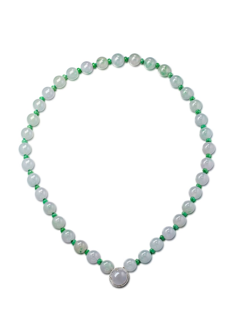 ICY JADEITE, JADEITE AND DIAMOND NECKLACE (1 of 4)