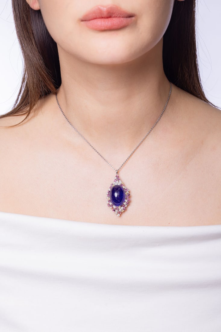 TANZANITE, GEM-SET AND DIAMOND PENDANT - 2