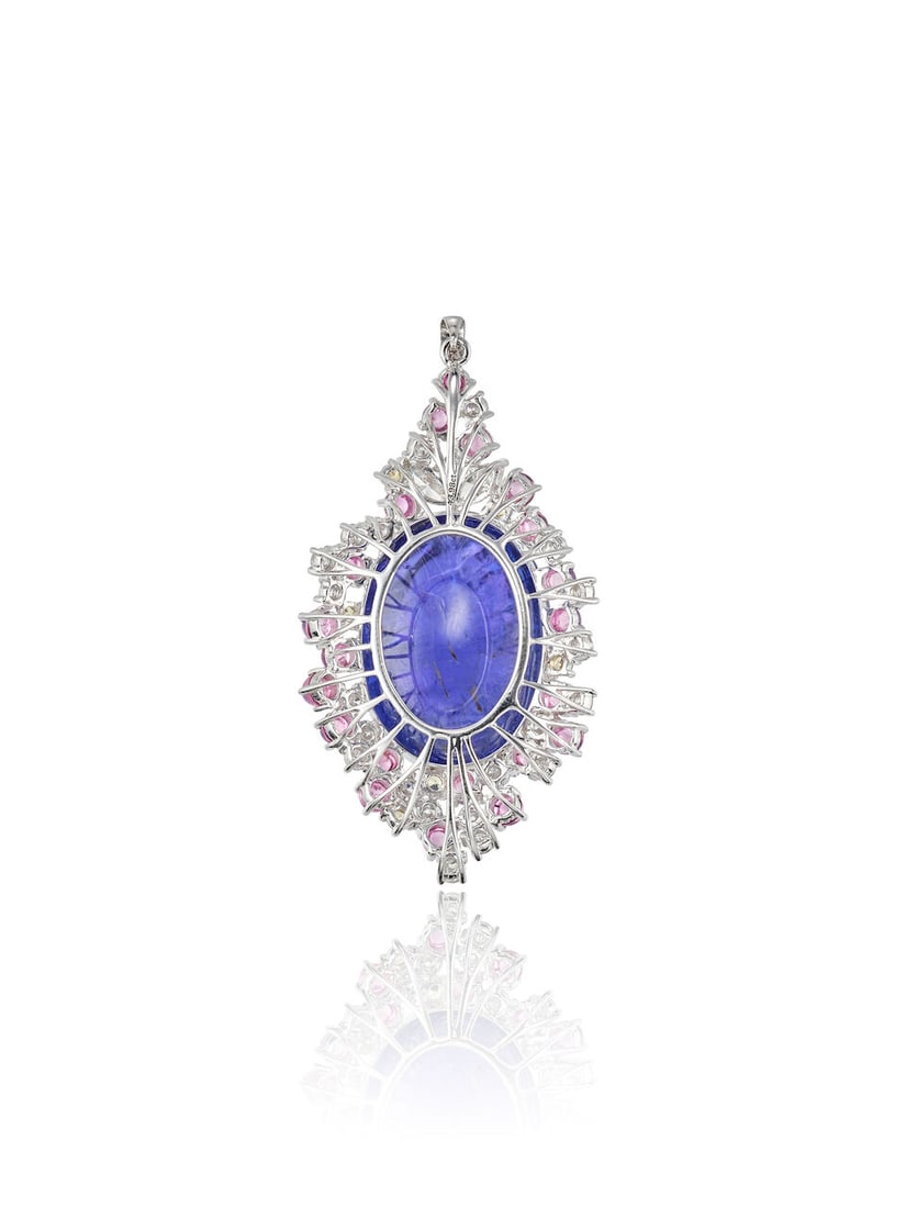 TANZANITE, GEM-SET AND DIAMOND PENDANT - 3