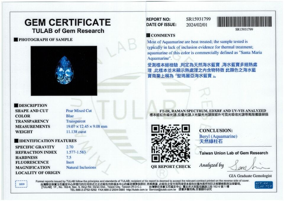 UNMOUNTED AQUAMARINE - 3