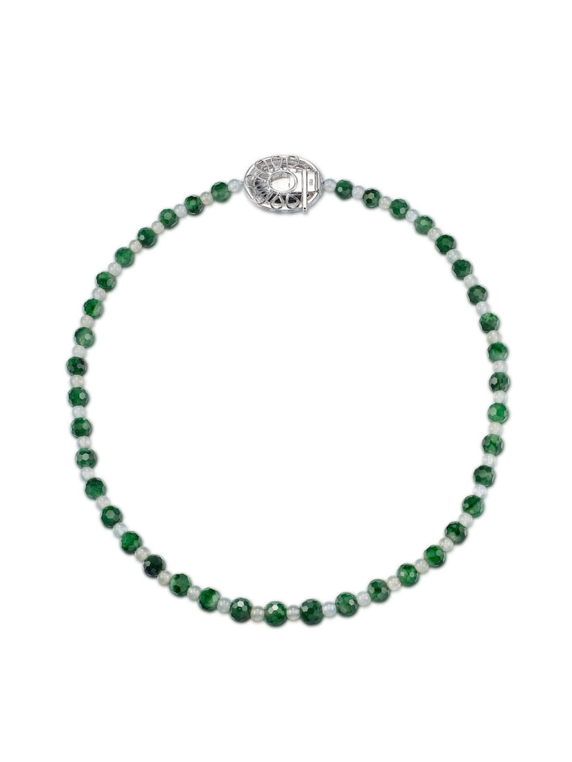 JADEITE, ICY JADEITE AND DIAMOND NECKLACE - 3