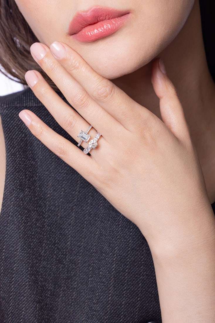 TWO DIAMOND SOLITAIRE RINGS (2) - 2