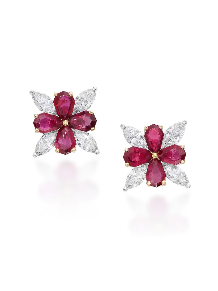 PAIR OF RUBY AND DIAMOND EARSTUDS (1 of 4)