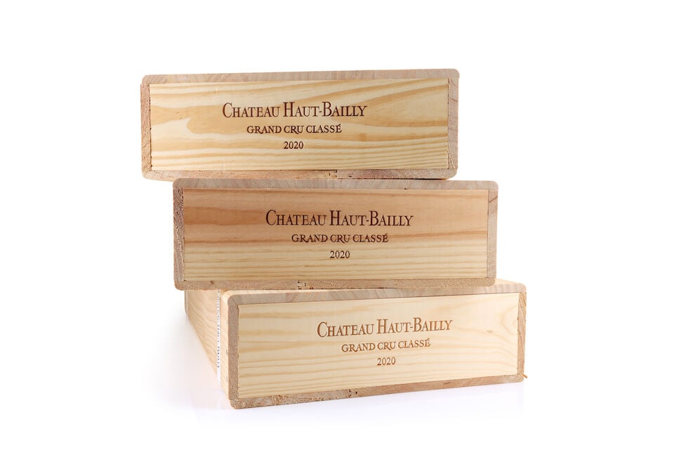 Château Haut-Bailly, 2020 (18 x 750ml): Château Haut-Bailly, 2020 (18 x 750ml) Region: Pessac-Léognan Packaging: 3 x original wooden cases This lot is subject to the following lot symbols: Δ Δ VAT at the prevailing rate