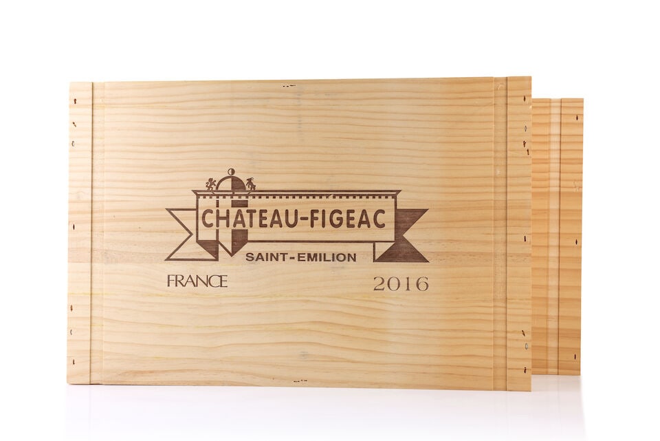 Château Figeac, 2016 (12 x 750ml): Château Figeac, 2016 (12 x 750ml) Region: St. Emilion Packaging: 2 x original wooden cases This lot is subject to the following lot symbols: Δ Δ VAT at the prevailing rate on Hammer Pri