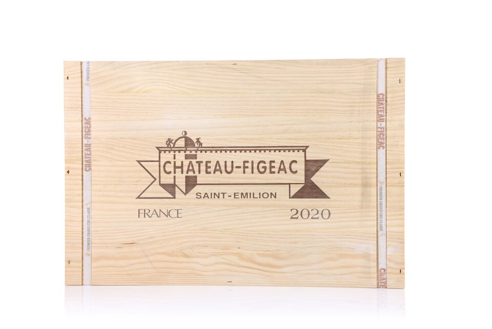 Château Figeac, 2020 (6 x 750ml): Château Figeac, 2020 (6 x 750ml) Region: St. Emilion Packaging: original wooden case This lot is subject to the following lot symbols: Δ Δ VAT at the prevailing rate on Hammer Price and