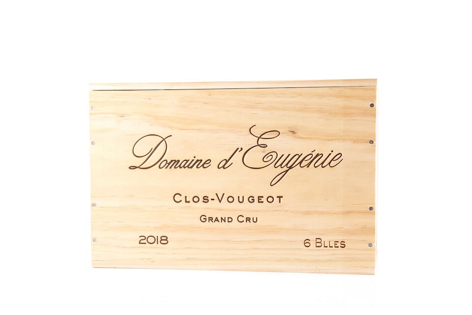 Domaine d'Eugénie, Clos Vougeot, 2018 (6 x 750ml): Domaine d'Eugénie, Clos Vougeot, 2018 (6 x 750ml) Region: Côte de Nuits Packaging: original wooden case This lot is subject to the following lot symbols: Δ Δ VAT at the