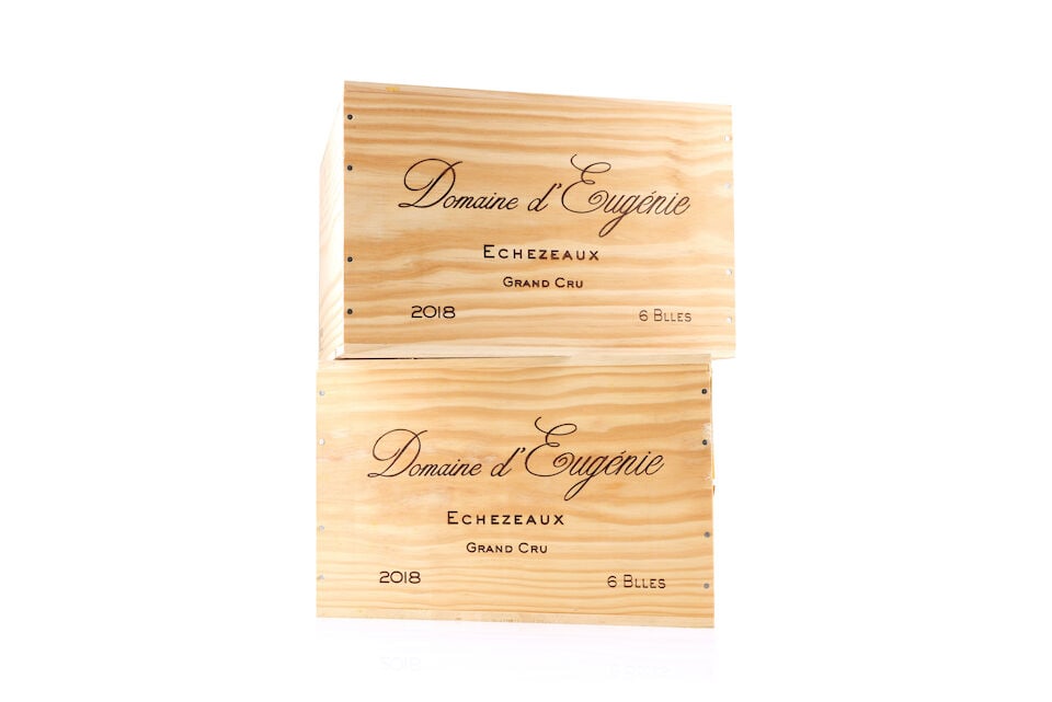 Domaine d'Eugénie, Echezeaux, 2018 (12 x 750ml): Domaine d'Eugénie, Echezeaux, 2018 (12 x 750ml) Region: Côte de Nuits Packaging: 2 x original wooden cases This lot is subject to the following lot symbols: Δ Δ VAT at the