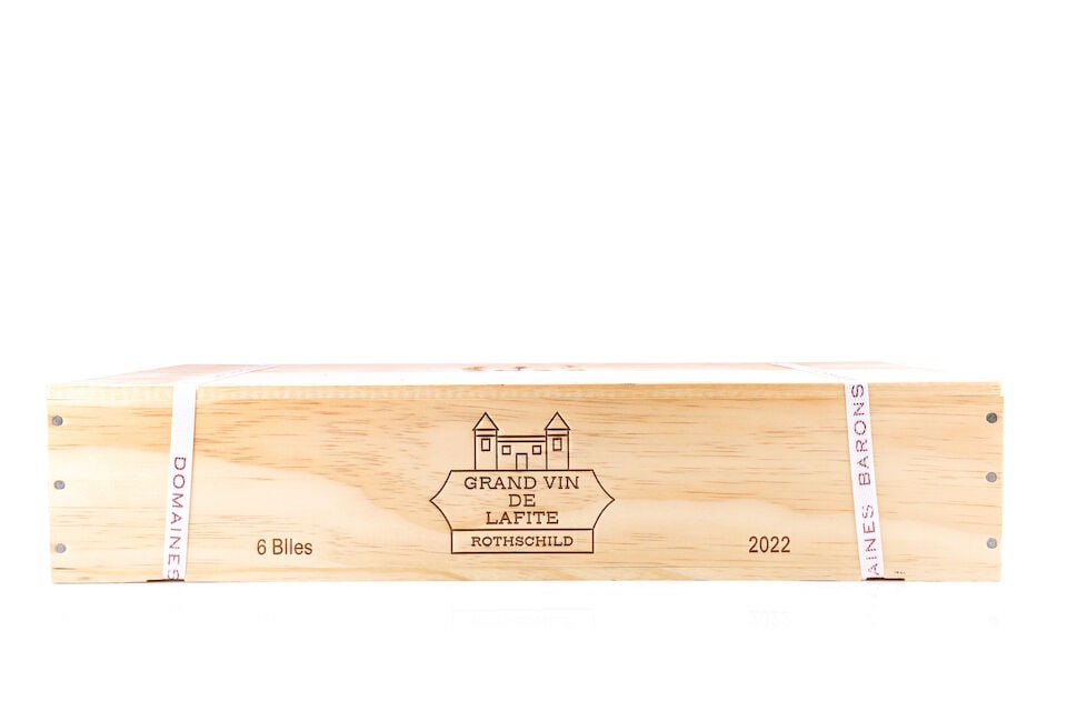 Château Lafite Rothschild, 2022 (6 x 750ml): Château Lafite Rothschild, 2022 (6 x 750ml) Region: Pauillac Packaging: original wooden case This lot is subject to the following lot symbols: Δ Δ VAT at the prevailing rate on Hammer